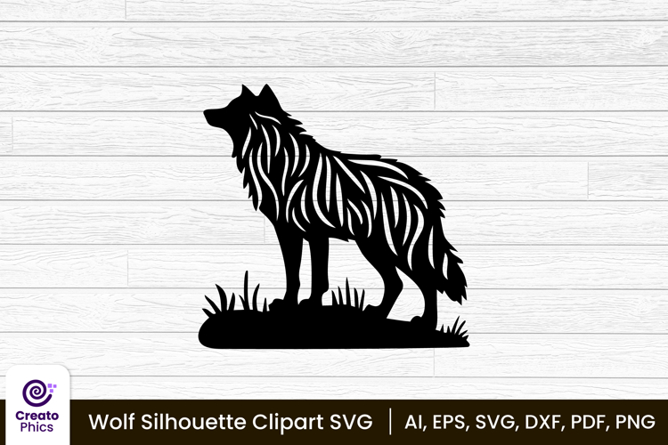 wolf silhouette animal clipart SVG | printable design