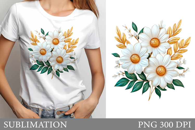 Daisy Flowers Sublimation. Flowers T-Shirt Sublimation