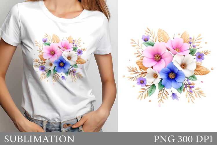 Flowers Sublimation. Flowers T-Shirt Sublimation example image 1