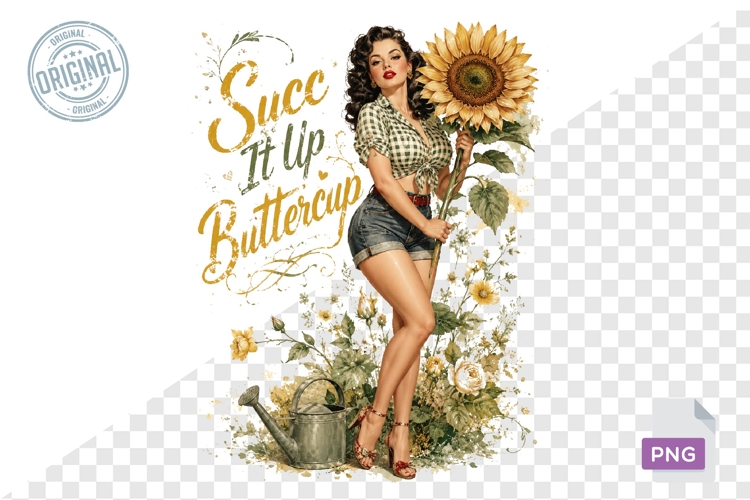 Succ It Up Buttercup Sunflower Garden PNG Design File