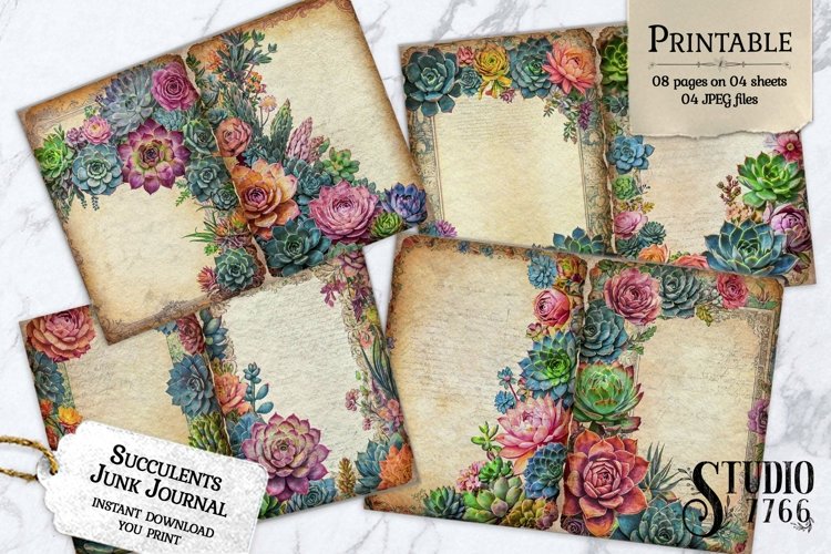 Succulents Junk Journal Pages example image 1