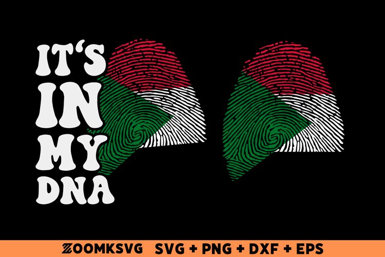 Its in my DNA Sudan Flag Fingerprint Sublimation PNG, SVG