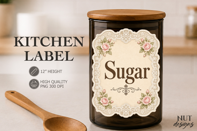 Vintage Sugar Lace Kitchen Label pantry label