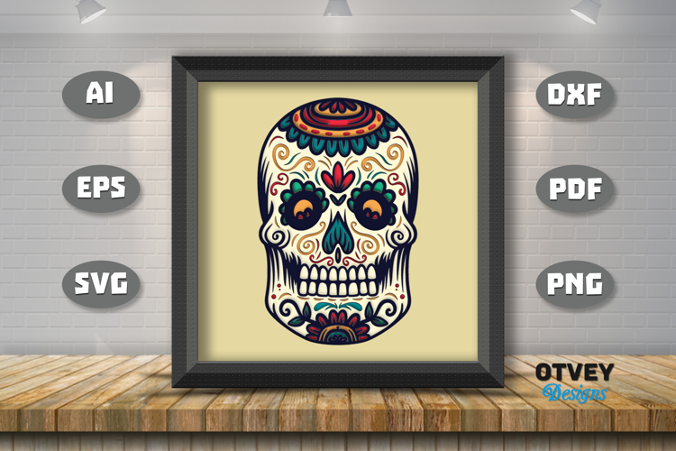Sugar Skull 3D Shadowbox Layered Papercut