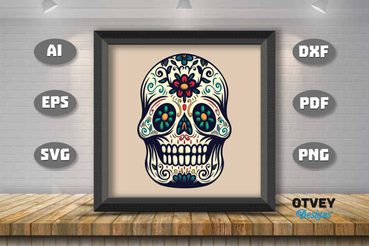 Sugar Skull 3D Shadowbox Layered Papercut