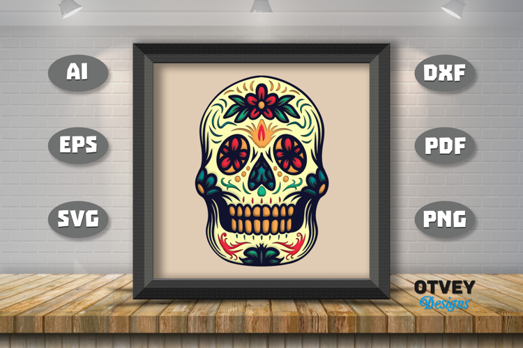 Sugar Skull 3D Shadowbox Layered Papercut