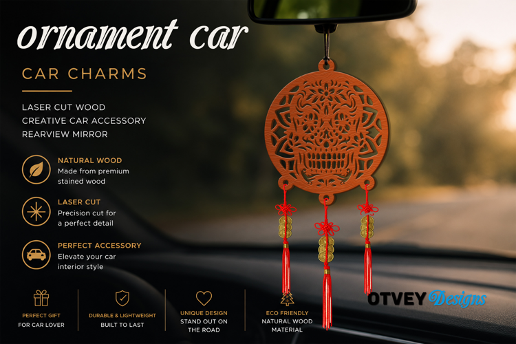 Sugar Skull andala Car Charms laser Cut