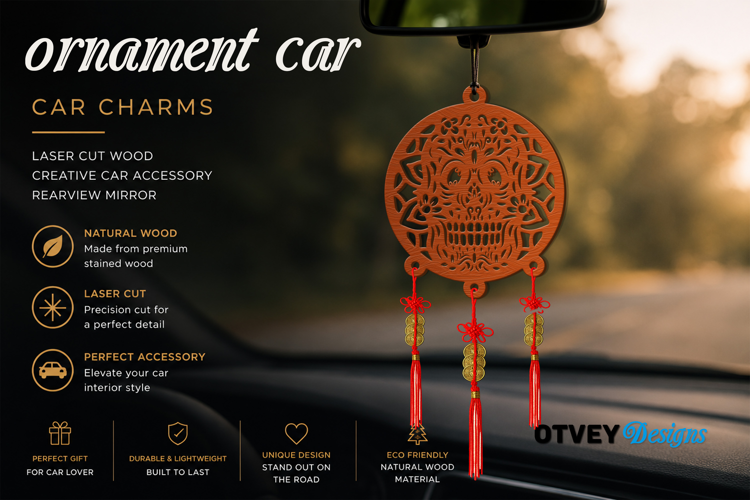 Sugar Skull andala Car Charms laser Cut