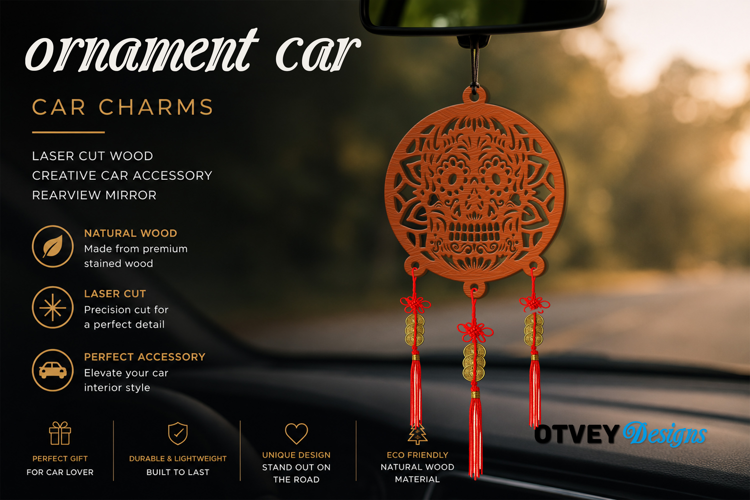 Sugar Skull andala Car Charms laser Cut