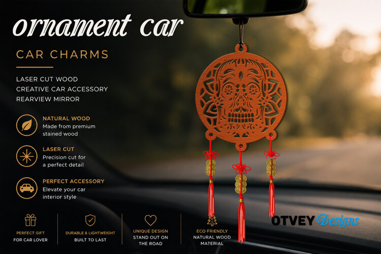 Sugar Skull andala Car Charms laser Cut example image 1