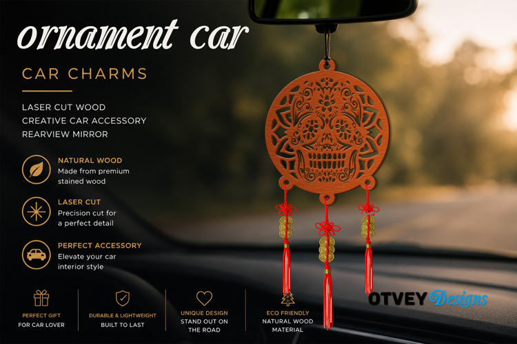 Sugar Skull andala Car Charms laser Cut