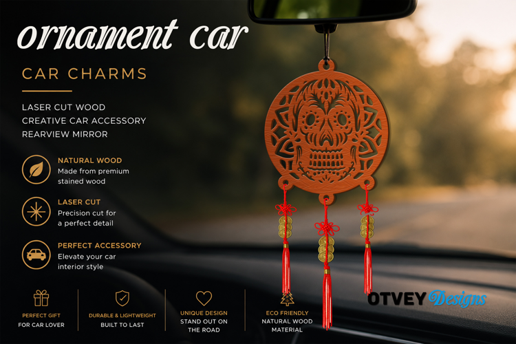 Sugar Skull andala Car Charms laser Cut