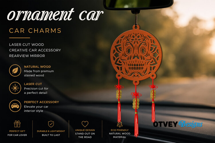 Sugar Skull andala Car Charms laser Cut example image 1
