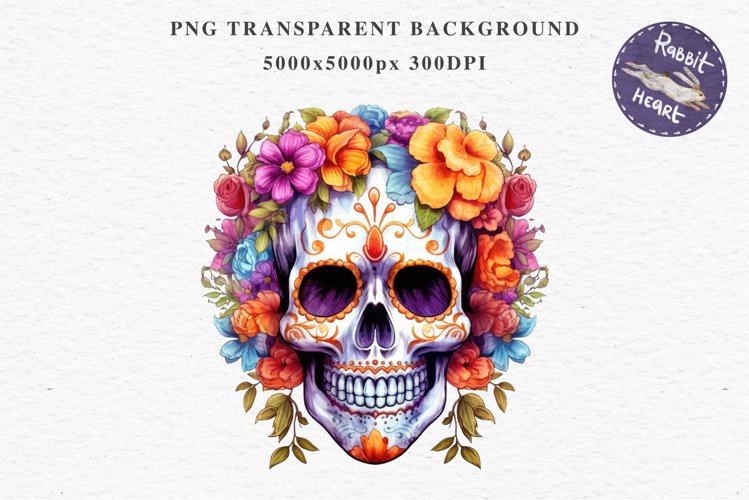 Sugar Skull Halloween Creepy Clipart Skeleton PNG Scrapbook