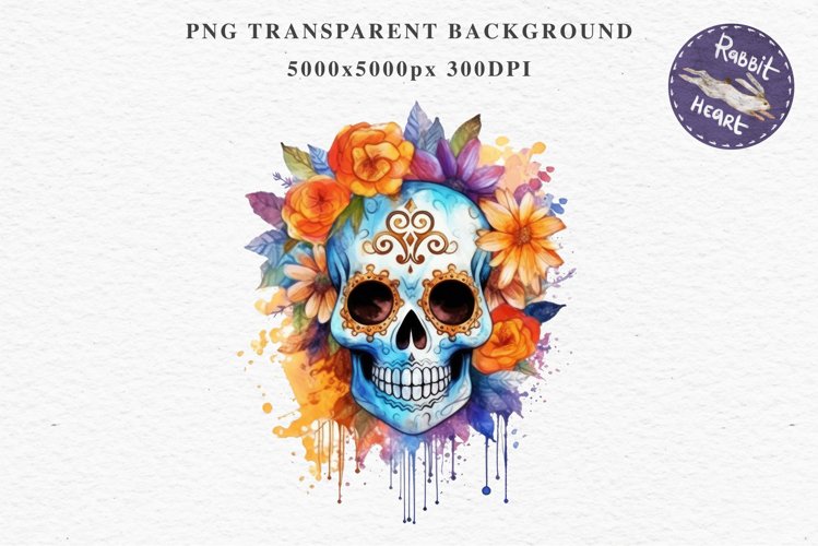 Sugar Skull Halloween Creepy Clipart Skeleton PNG Scrapbook Fairy Tale Art Image Watercolor Transparent Print illustration sublimation creepy printable digital watercolor Floral Skeleton Skull, spooky clipart, nursery, Creepy halloween decoration art imag