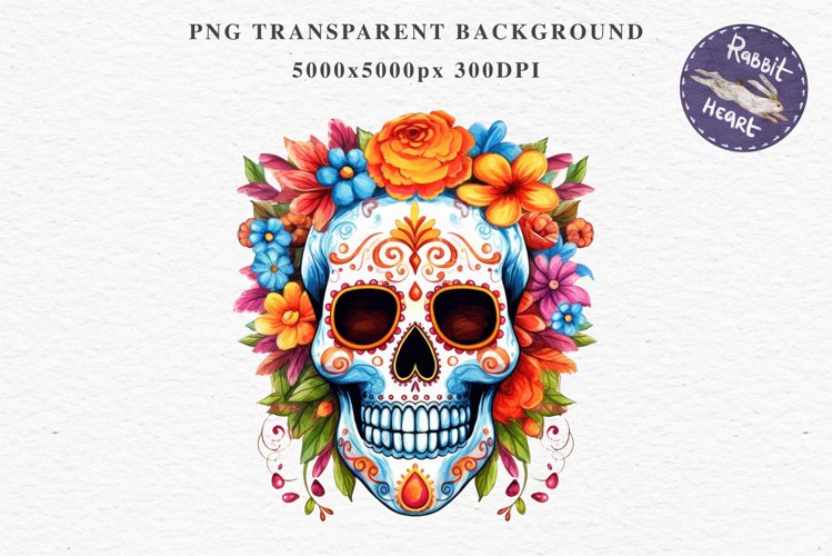 Sugar Skull Halloween Creepy Clipart Skeleton PNG Scrapbook