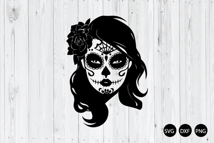 Sugar Skull Woman SVG, Day of the Dead SVG, Skeleton Face
