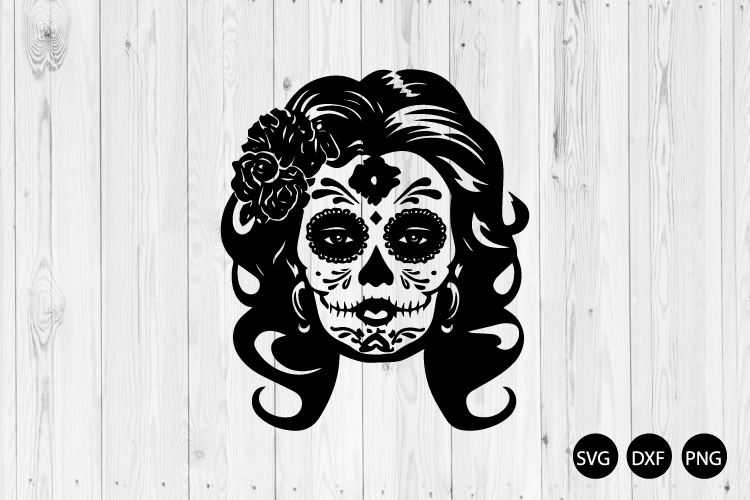 Sugar Skull Woman SVG, Day of the Dead SVG, Skeleton Face
