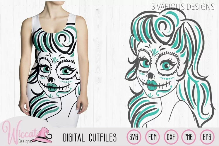 Sugar Skull Woman svg, Dia de Muertos svg