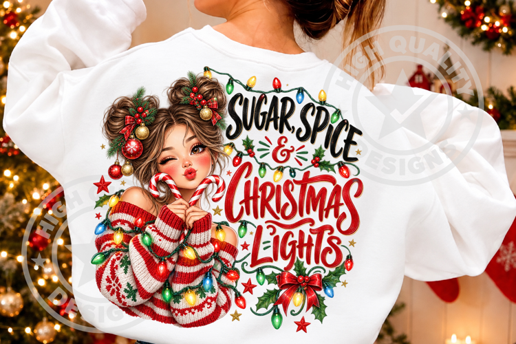 Sugar Spice & Christmas Lights Girl PNG