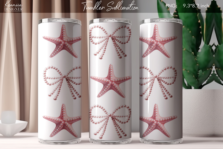 Vintage Coquette Bow|Retro Seashell Tumbler Sublimation