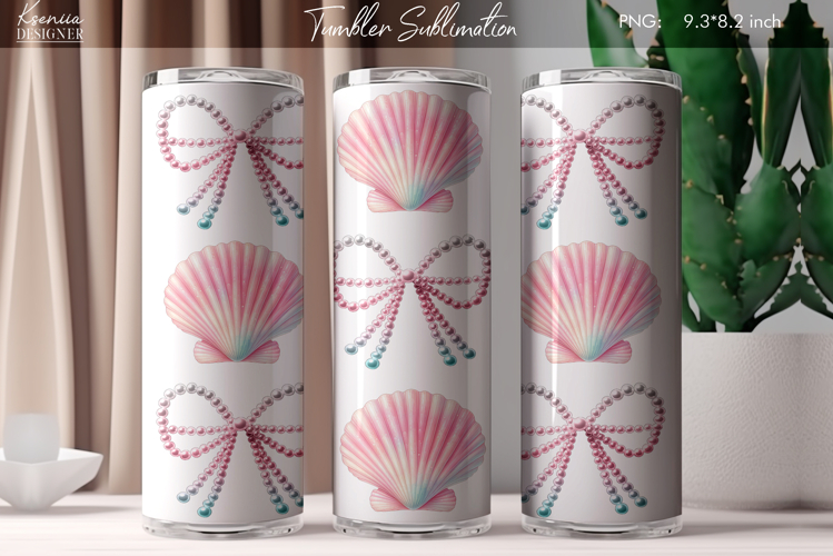 Vintage Coquette Bow|Retro Seashell Tumbler Sublimation