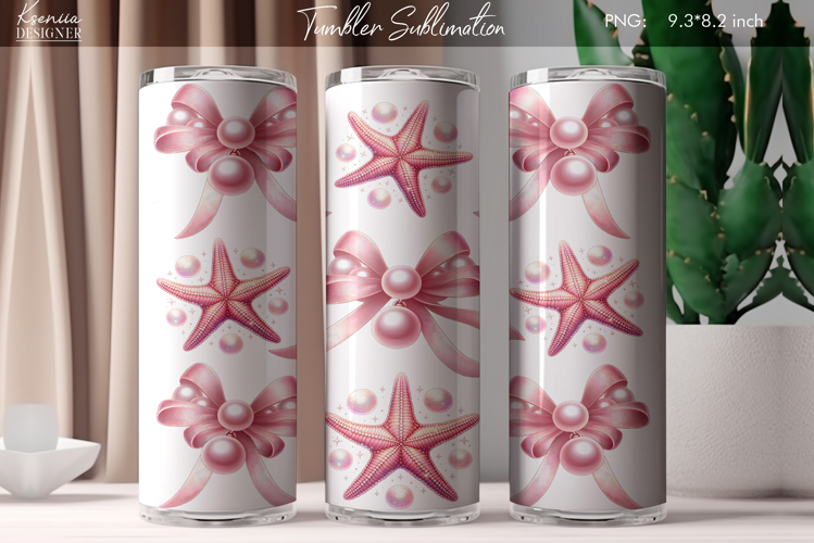 Vintage Coquette Bow|Retro Seashell Tumbler Sublimation