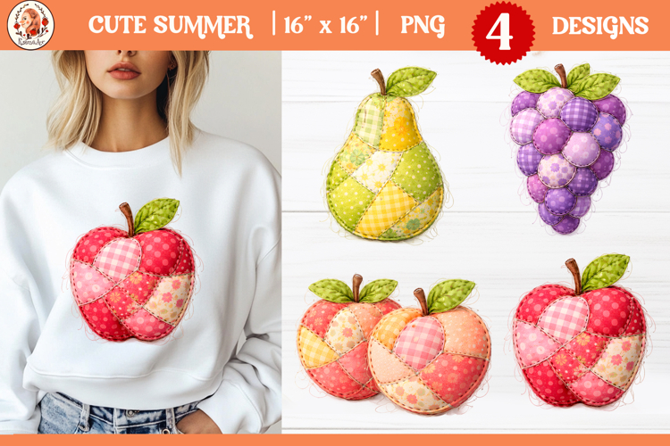 Cute Summer Patchwork Fruit Clipart