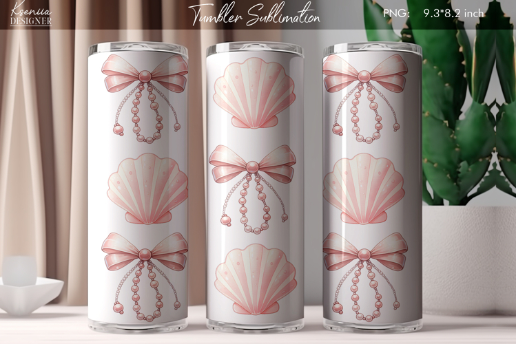 Vintage Coquette Bow|Retro Seashell Tumbler Sublimation