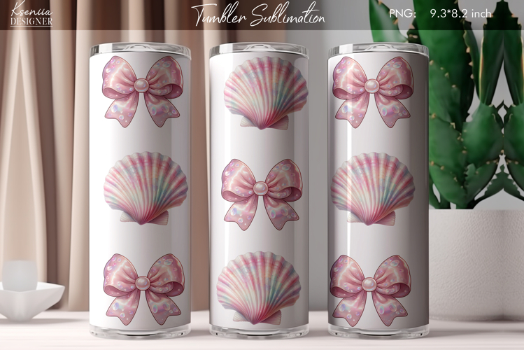 Vintage Coquette Bow|Retro Seashell Tumbler Sublimation