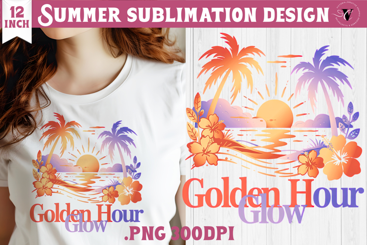 Summer sea Sublimation | Golden hour glow, beach quote