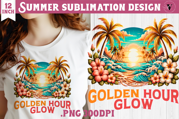 Summer sea Sublimation | Golden hour glow, beach quote