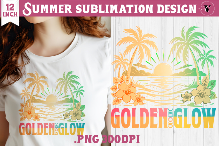 Summer sea Sublimation | Golden hour glow, beach quote