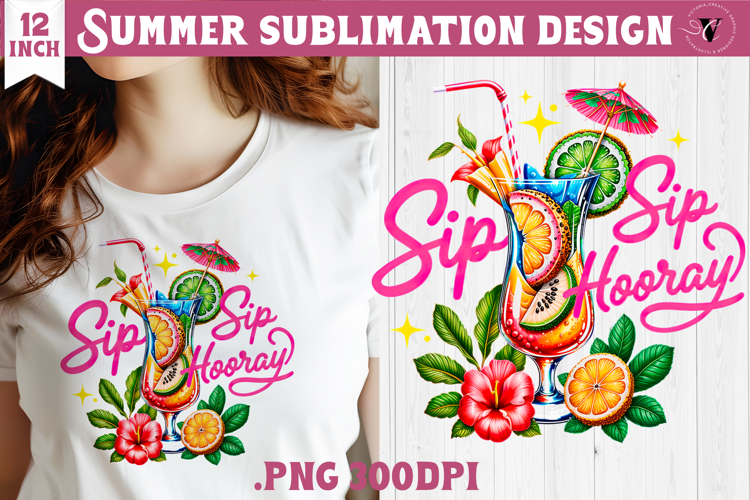 Summer sea Sublimation | Sip sip hooray, beach quote
