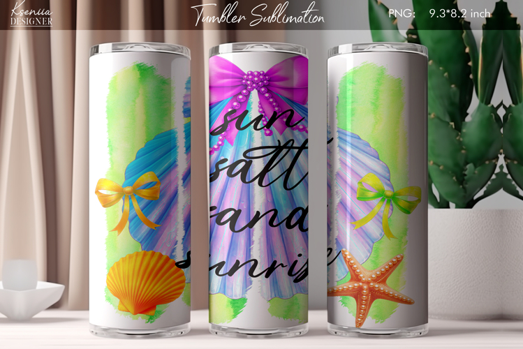 Summer Vibes|Positive Quotes |Seashell Tumbler Sublimation