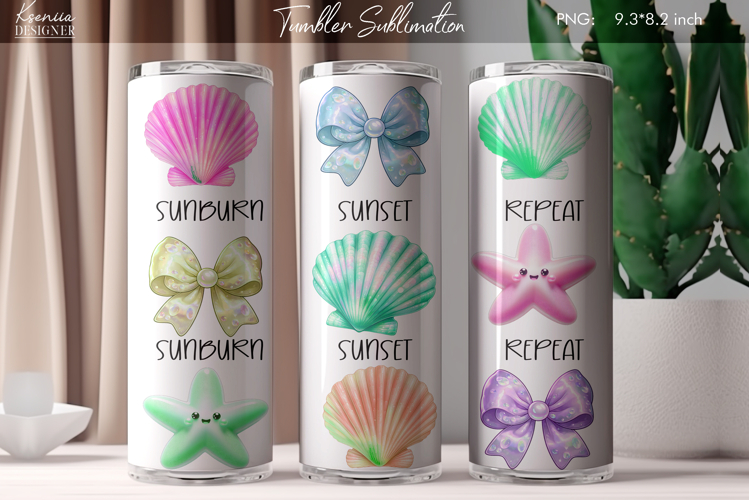 Summer Vibes|Positive Quotes |Seashell Tumbler Sublimation