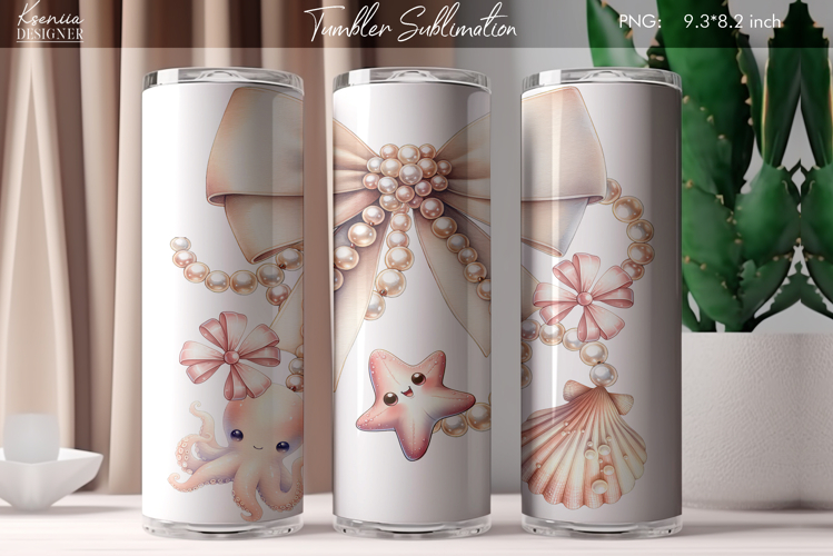 Vintage Coquette Bow|Retro Seashell Tumbler Sublimation