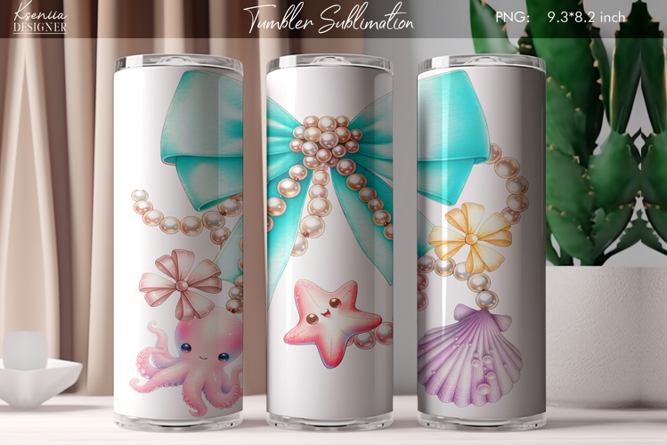 Vintage Coquette Bow|Retro Seashell Tumbler Sublimation