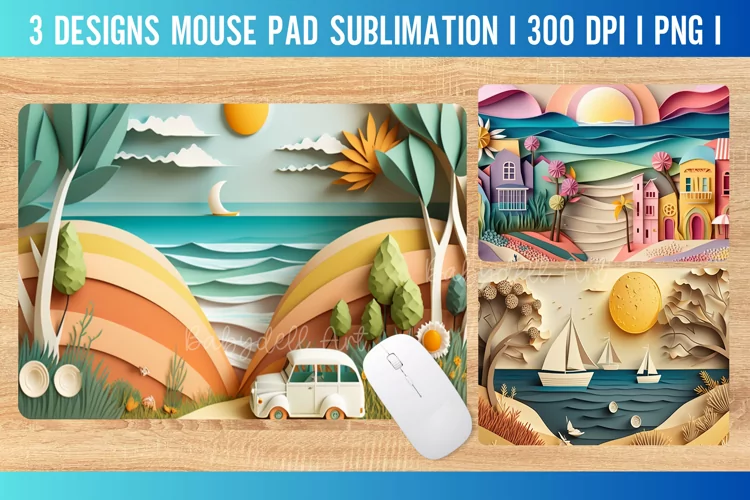 Summer 3D Mouse Pad Sublimation Design PNG