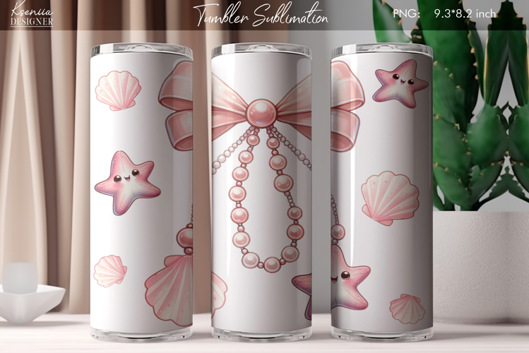 Vintage Coquette Bow|Retro Seashell Tumbler Sublimation