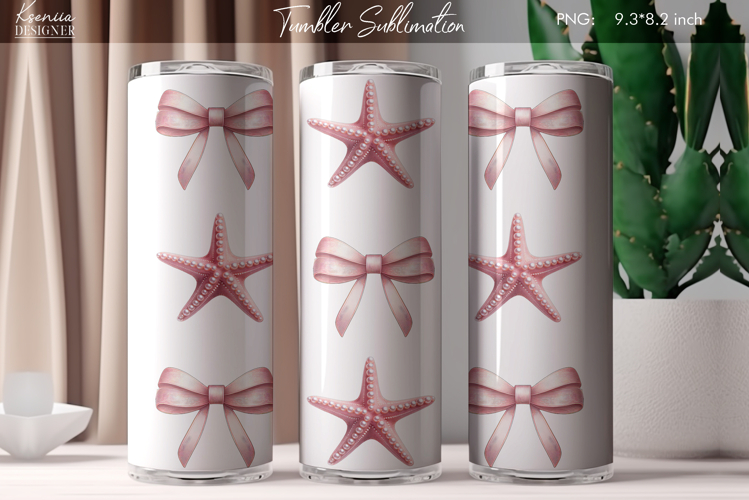Vintage Coquette Bow|Retro Seashell Tumbler Sublimation