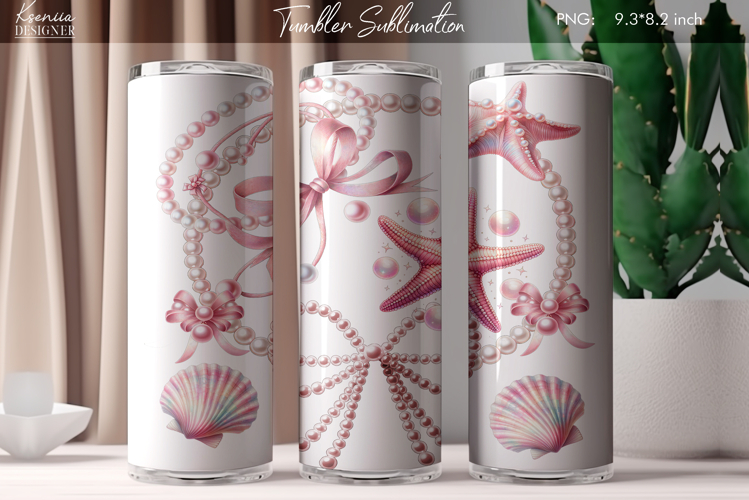 Vintage Coquette Bow|Retro Seashell Tumbler Sublimation