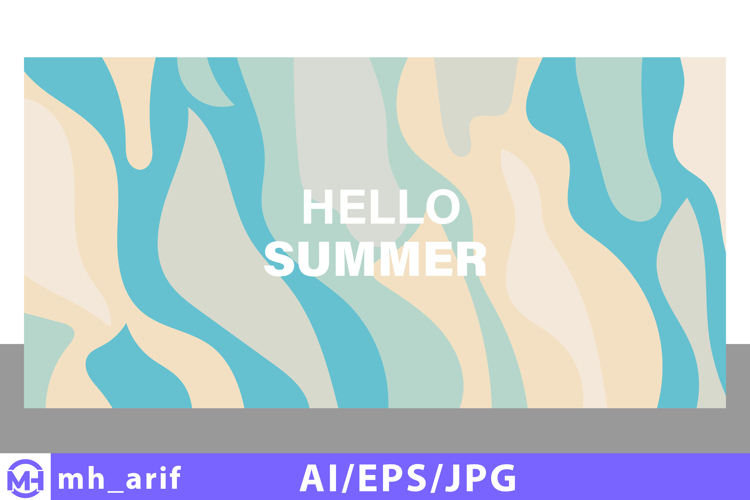 Hello summer greeting card with abstract background