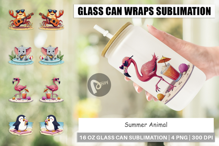 Glass Can Summer Animals