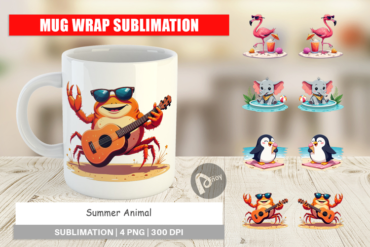 Mug Wrap Summer Animals