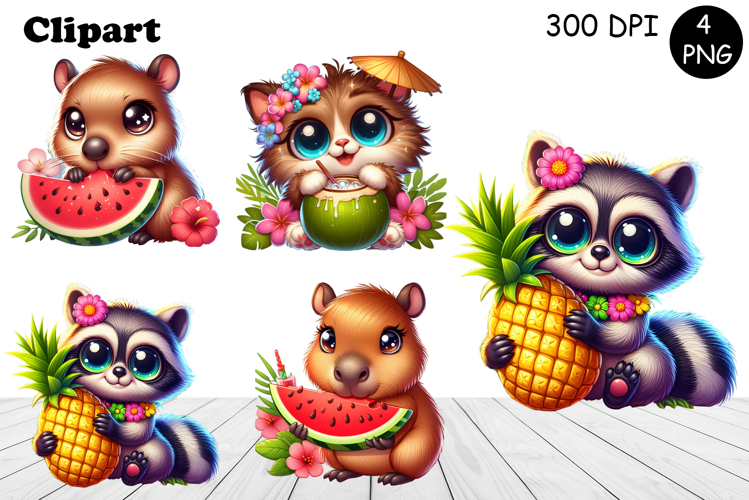 Cute animals Watercolor Sublimation clipart PNG
