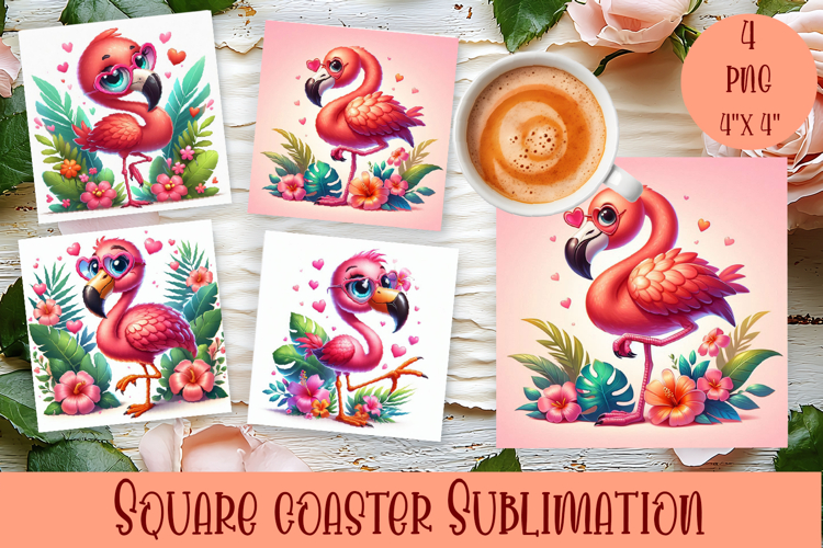 Watercolor funny animal Summer - Animal square coaster