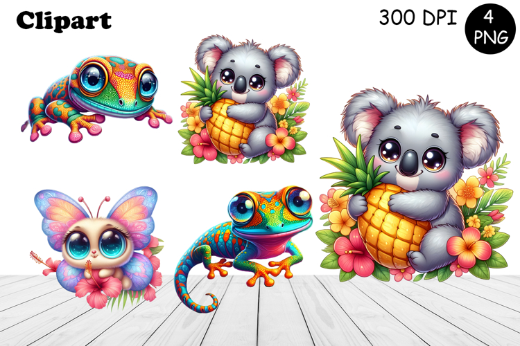 Cute animals Watercolor Sublimation clipart PNG