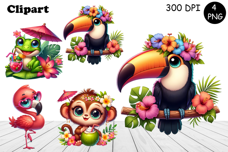 Cute animals Watercolor Sublimation clipart PNG
