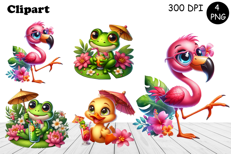 Cute animals Watercolor Sublimation clipart PNG